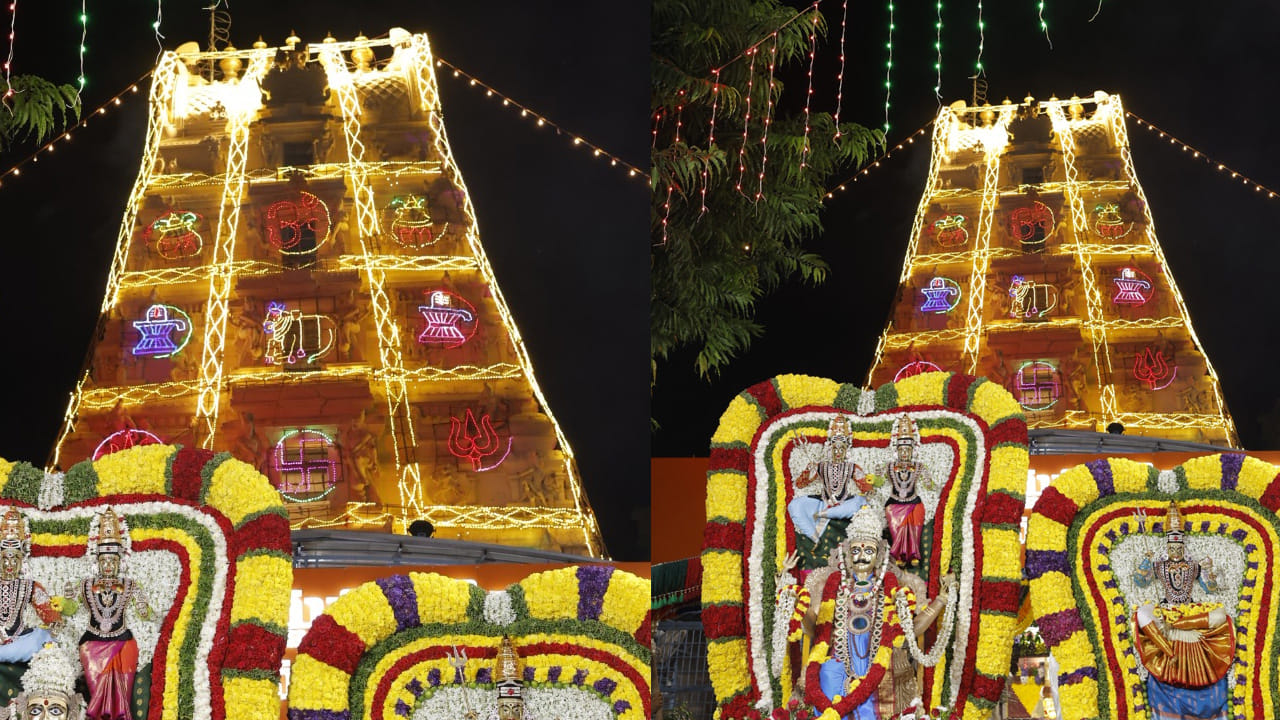ఆలయం లోపలి నుంచి బాజా బజంత్రీలు బ్యాండ్ వాయిద్యాల నడుమ శ్రీస్వామి అమ్మవార్లు గ్రామోత్సవంగా విహారించగా గ్రామోత్సవం కదలివస్తున్న స్వామి అమ్మవారిని భక్తులు దర్శించుకుని కర్పూర నీరాజనాలర్పించారు. ఈ కార్యక్రమంలో ఆలయ చైర్మన్ పోతుకుంట రమేష్ నాయుడు, ఈవో శ్రీనివాస రావు దంపతులు,ట్రస్ట్ బోర్డు మెంబర్లు అర్చకులు,అధికారులు పెద్ద ఎత్తున భక్తులు పాల్గొన్నారు పాల్గొన్నారు