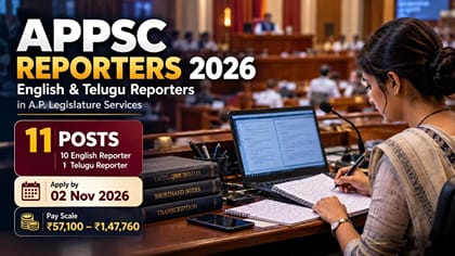 APPSC లెజిస్లేచర్ సర్వీసెస్‌లో రిపోర్టర్ ఉద్యోగాలకు నోటిఫికేషన్