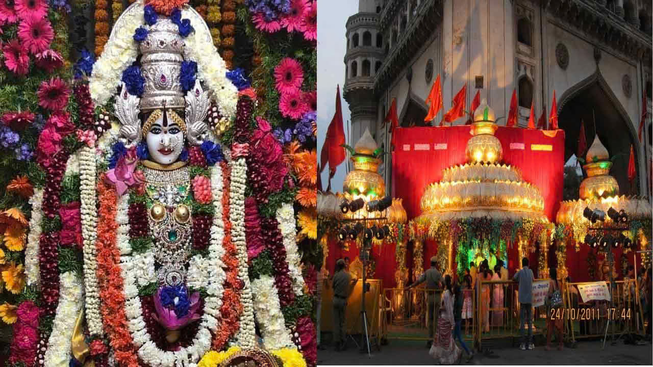 6. శ్రీ భాగ్యలక్ష్మి అమ్మవారి ఆలయం.. 
హైదరాబాద్‌లోని చార్మినార్ పక్కన ఉన్న శ్రీ భాగ్యలక్ష్మి అమ్మవారి ఆలయం నగరంలోని ప్రసిద్ధ ఆధ్యాత్మిక క్షేత్రాల్లో ఒకటి. చార్మినార్‌కు ఆనుకుని ఉండే ఈ ఆలయానికి నిత్యం భక్తులు పెద్ద సంఖ్యలో వస్తుంటారు. అమ్మవారిని లక్ష్మీదేవి స్వరూపంగా భావించి భక్తిశ్రద్ధలతో పూజిస్తారు. ముఖ్యంగా దీపావళి, నవరాత్రులు, విజయదశమి వంటి పర్వదినాల్లో ఆలయం భక్తులతో సందడిగా ఉంటుంది. 
విజయదశమి సందర్భంగా అమ్మవారిని దర్శించుకుని కుటుంబంలో సుఖసంతోషాలు, ఐశ్వర్యం, శ్రేయస్సు కలగాలని భక్తులు ప్రార్థిస్తారు. 
ఆలయ వివరాలు: 
ప్రాంతం: చార్మినార్ సమీపంలో, పాతబస్తీ, హైదరాబాద్. 
ప్రత్యేకత: లక్ష్మీదేవి ఆరాధన, పండుగల సమయంలో ప్రత్యేక పూజలు. 
(Note: పూజలు, ఆలయ సంప్రదాయాలు, ఆధ్యాత్మిక విశ్వాసాలకు సంబంధించిన అంశాలు భక్తుల నమ్మకాల ఆధారంగా వివరించబడ్డాయి. ఆలయ దర్శన వేళలు, ప్రత్యేక ఉత్సవాల వివరాలను సందర్శనకు ముందు సంబంధిత ఆలయ నిర్వాహకుల వద్ద నిర్ధారించుకోండి.)
