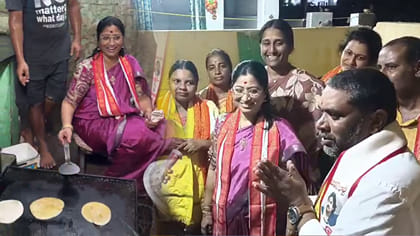 బొబ్బట్లు వేసిన మంత్రి సతీమణి.. నూజివీడులో కూటమి వినూత్న ప్రచారం!
