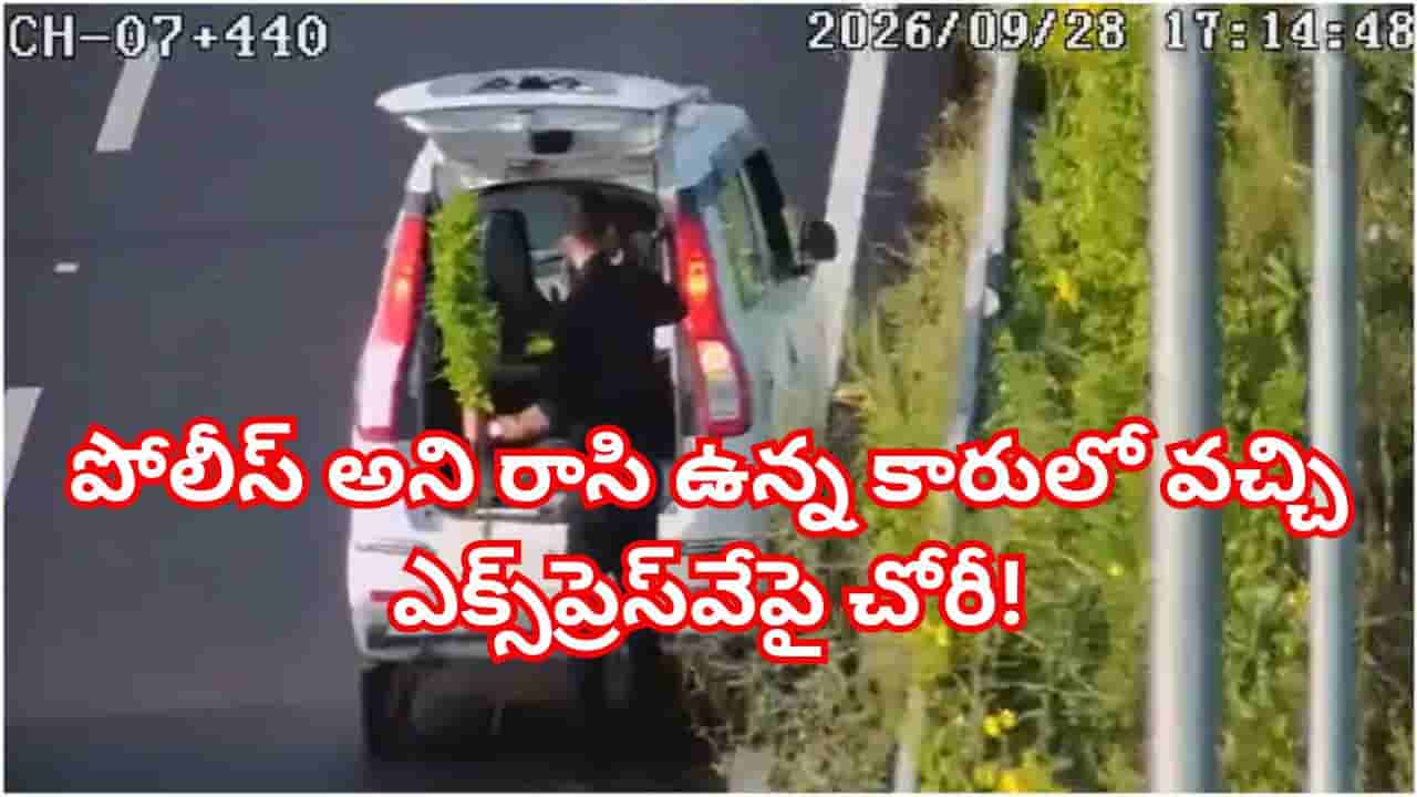 వార్నీ ఇదేం పని సారూ.. పోలీస్ అని రాసి ఉన్న కారులో వచ్చి ఎక్స్ప్రెస్వేపై ఏం చేశాడో చూస్తే అవాక్కే!