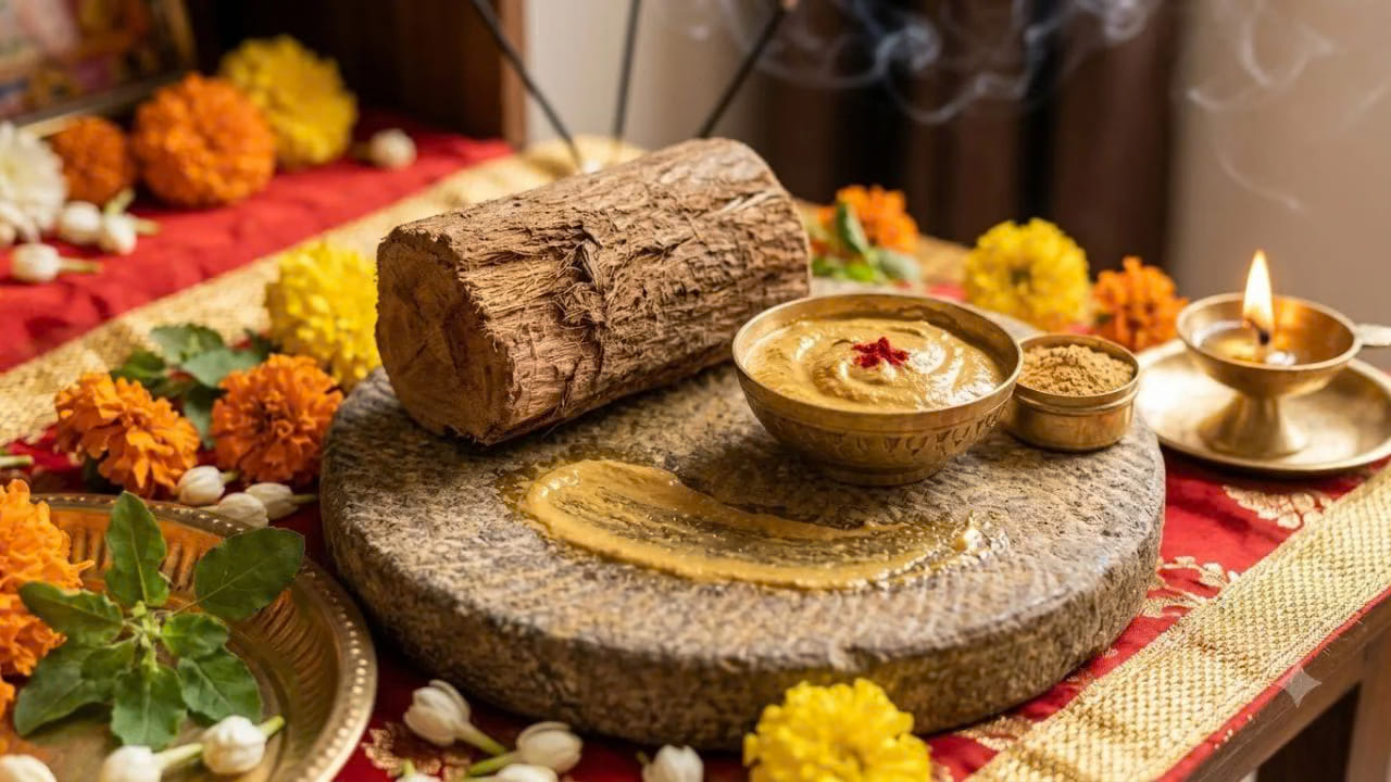 సంస్కృతంలో చందనాన్ని ‘శ్రీఖండం’ అని పిలుస్తారు. హిందూ సంప్రదాయంలో దేవతలకు చందనం సమర్పించడం, వారి నుదుటిపై తిలకం పెట్టడం అనాదిగా వస్తున్న ఆచారం. మత విశ్వాసాల ప్రకారం శివలింగానికి చందనం పూయడం శుభప్రదంగా భావిస్తారు. విష్ణుమూర్తి, ఆయన అవతారాల ఆరాధనలోనూ తెలుపు, ఎరుపు చందనాన్ని ఉపయోగించే సంప్రదాయం ఉంది.