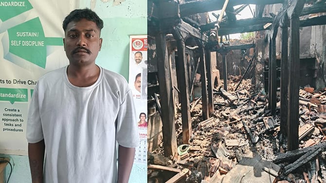 జల్సాల కోసం కన్నతల్లి ఇంటికే నిప్పుపెట్టిన కుమారుడు..