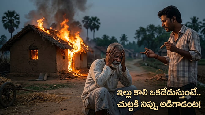 ఇల్లు కాలి ఒకడు ఏడుస్తుంటే చుట్టకి నిప్పు అడిగాడంట..సామెత అర్థం?