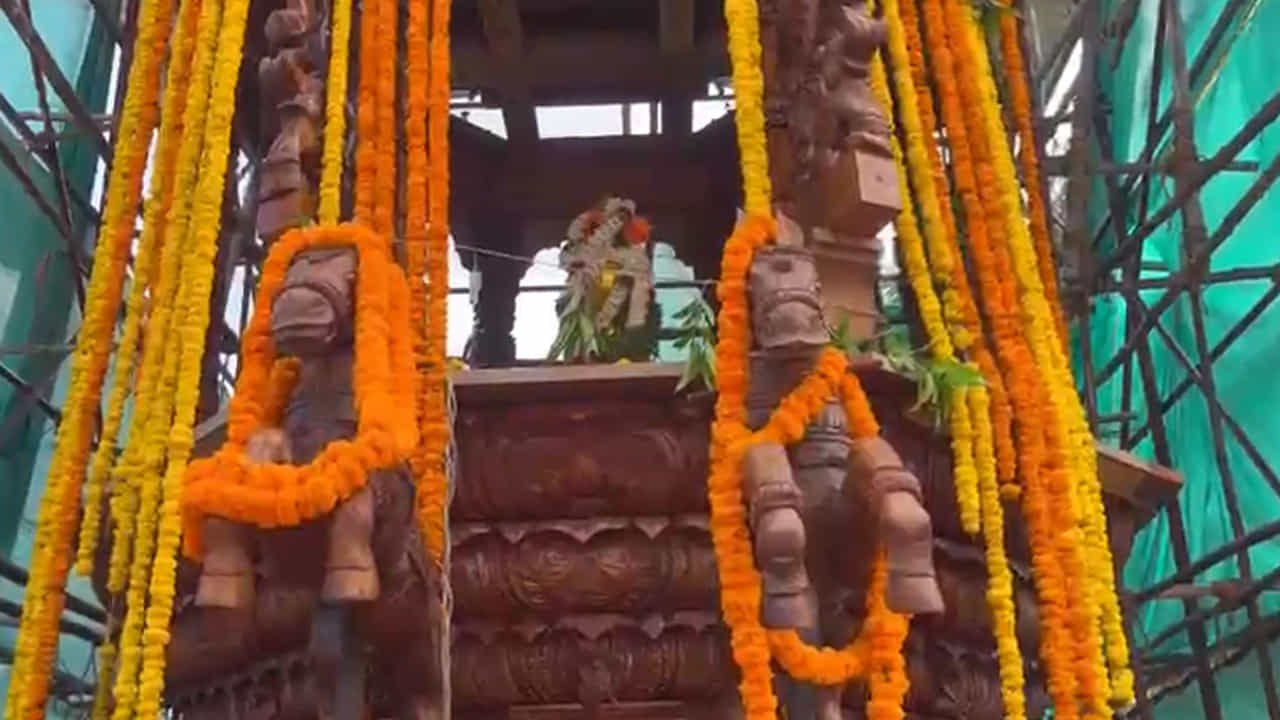 దైవ సంకల్పం ఉంటే దారిలోని అడ్డంకులన్నీ తొలగి పోతాయన్నట్లు.. స్తానిక MLA నాయిని రాజేందర్ రెడ్డి, MLC పోచంపల్లి శ్రీనివాస్ రెడ్డి దాతల కోటి రూపాయల విరాళాలతో ఈ రతాన్ని తయారు చేయించారు. మధుర మీనాక్షి ఆలయం తరహాలో ఇక్కడ భద్రకాళి అమ్మవారి ఆలయంలో పూర్తిగా టేకు, నార వేప కలపతో ఈ భారీ రతాన్ని తయారు చేశారు. కన్యాకుమారికి చెందిన స్థపతి మహారాజ్ బృందం ఎనిమిది నెలలపాటు శ్రమించి ఈ రథానికి జీవం పోశారు. రథం తయారీలో మొత్తం 25 టన్నులు టేకు, 15 టన్నుల నార వేప కలప ఉపయోగించారు. ఈ రథం 28 - నుండి 30 టన్నుల బరువు ఉంటుంది.. రథం అధిష్టానం చుట్టూ అబ్బుర పరిచే శిల్పాలు చెక్కారు.. ఏనుగులు, గుర్రాలు, హంసల వరుస అబ్బుర పరుస్తాయి.. సప్త మాతృకలు, కాకతీయ తోరణాలు, సింహాలు ద్వారకన్యలు, లక్ష్మీదేవి, నాగబంధం, శిఖర కలశం వంటి శిల్పాల రూపకల్పన ప్రత్యేక ఆకర్షణగా నిలుస్తుంది.