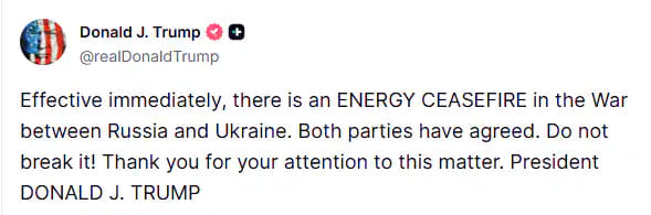 Trump Energy Ceasefire