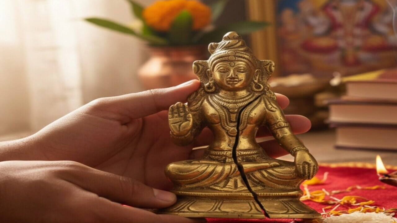 వాస్తు శాస్త్రం ప్రకారం ఇంటిలో ఉన్న విరిగిన విగ్రహాలను , చిత్రాలను అస్సలే ఇంటిలో ఉంచకూడదు. దీపావళికి ఇంటిని శుభ్రం చేసే వారు వీటిని తీసి బయట పారవేయాలి. అందువలన ఆలయంలో ఉన్నటువంటి విగ్రహాలను, తీయకుండా అలాగే ఉంచడం వలన ప్రతికూల శక్తి పెరుగుతుంది. అందువలన విరిగిన విగ్రహాలను బయట పారవేయాలి.